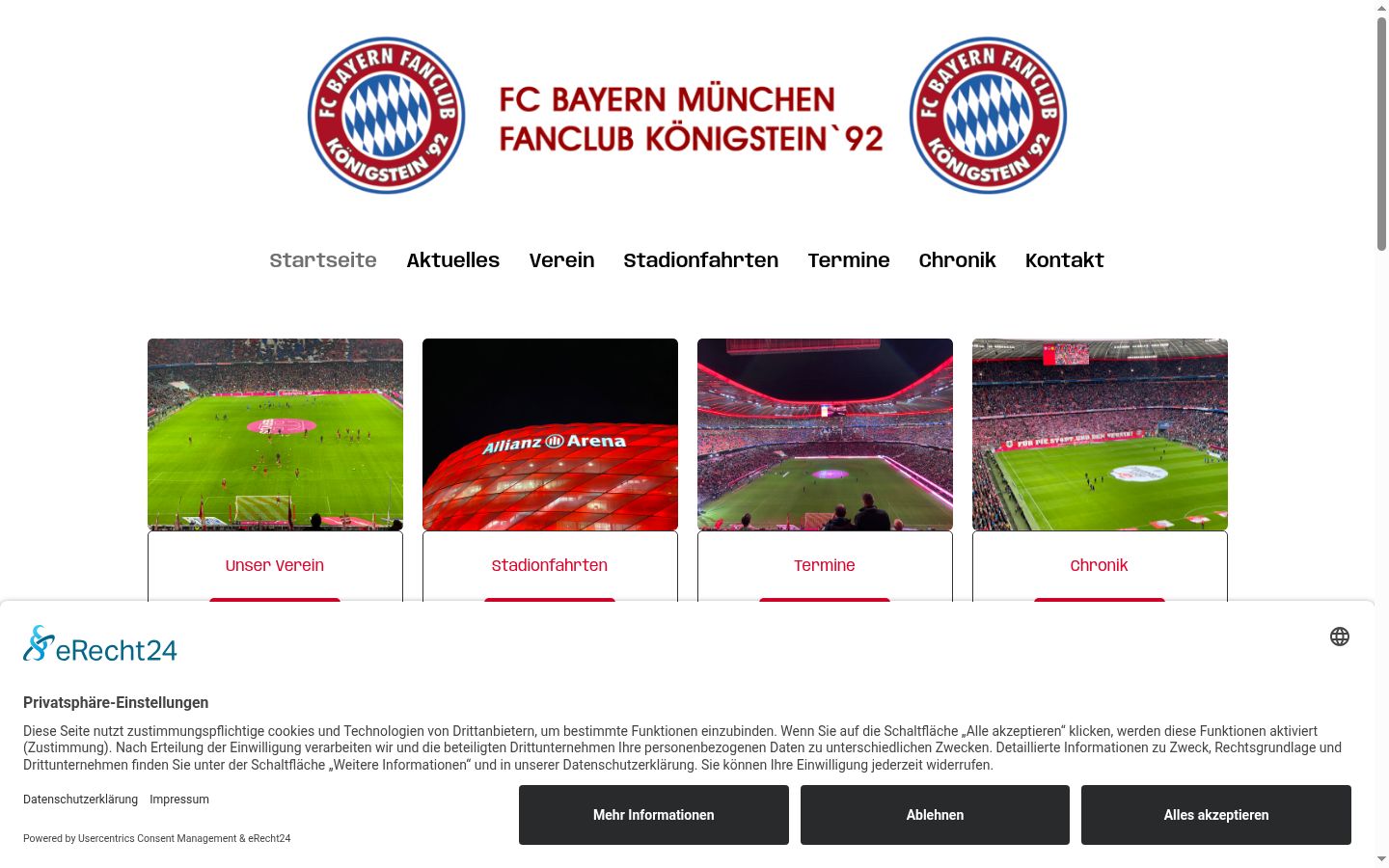 Screenshot des Einwilligungsbanners vor jeglicher Interaktion