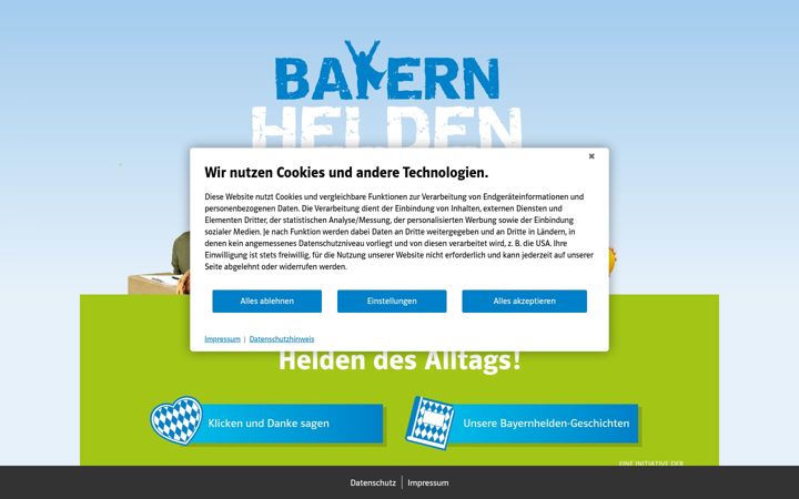 Captură de ecran a bayernhelden.de