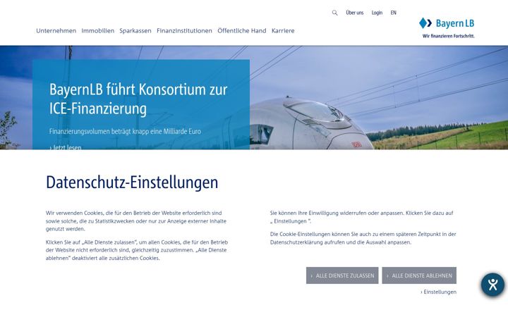 Screenshot of bayernlb.de