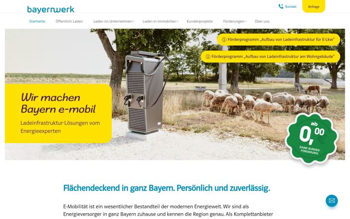 Ekraanipilt saidist bayernwerk-emobil.de