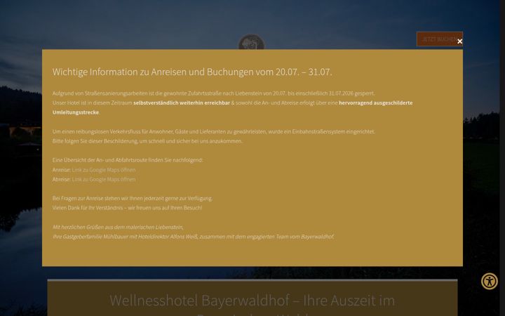 Screenshot of bayerwaldhof.de