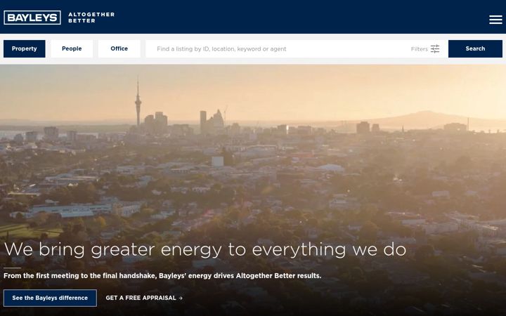 Screenshot ta' bayleys.co.nz