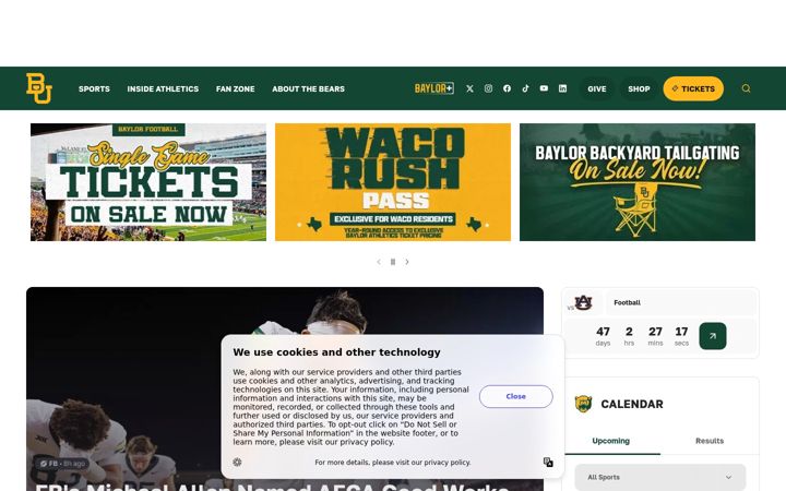 Screenshot of baylorbears.com