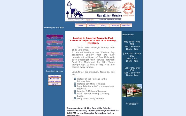 Screenshot of baymillsbrimleyhistory.org