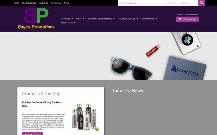 Screenshot of bayoupromotions.com