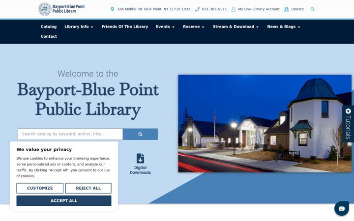 Captură de ecran a bayportbluepointlibrary.org