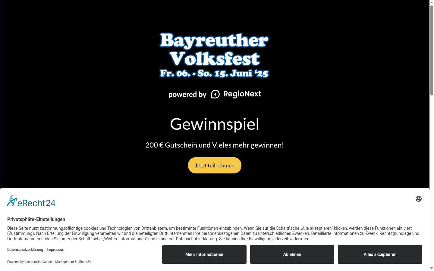 Screenshot tal-banner tal-kunsens muri qabel kwalunkwe interazzjoni