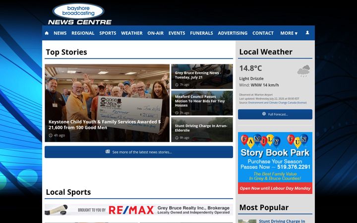 Screenshot di bayshorebroadcasting.ca