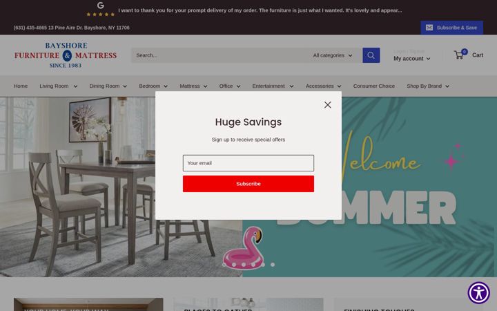 Screenshot of bayshorefurniture.com