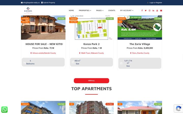Snímek obrazovky bayside-realty.co