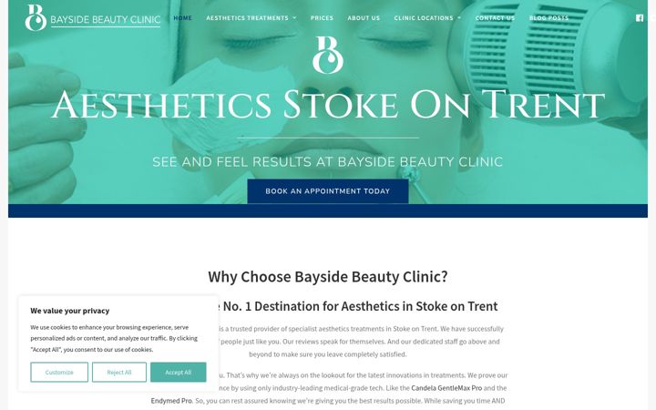 Screenshot of baysidebeautyclinic.com