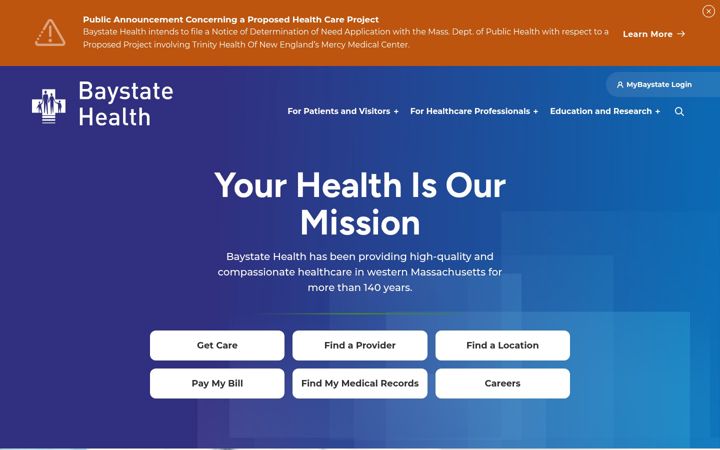 Screenshot of baystatehealth.org