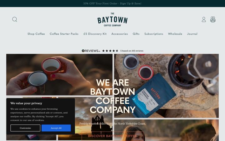 Screenshot of baytowncoffeecompany.com