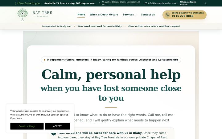 Screenshot di baytreefunerals.co.uk