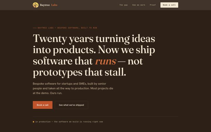 Screenshot of baytreelabs.com