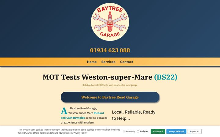 Screenshot of baytreeroadgarage.co.uk