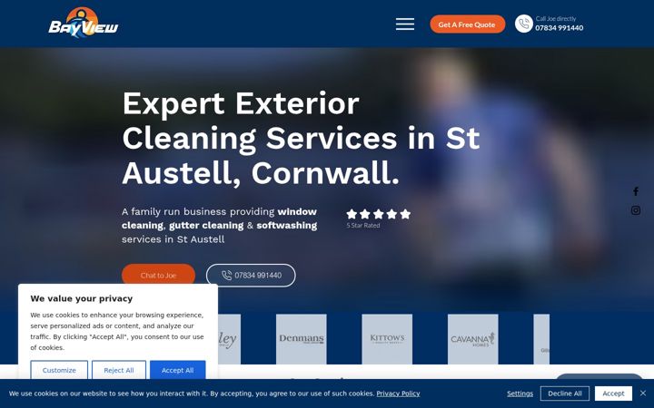Zrzut ekranu bayviewcleaning.co.uk