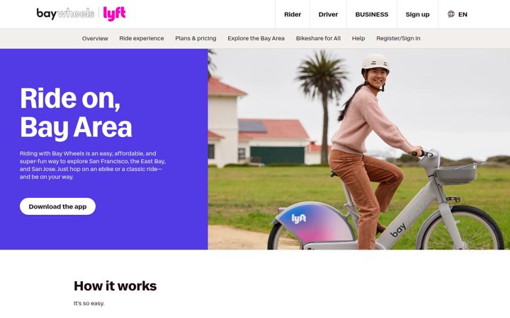 Screenshot of baywheels.com