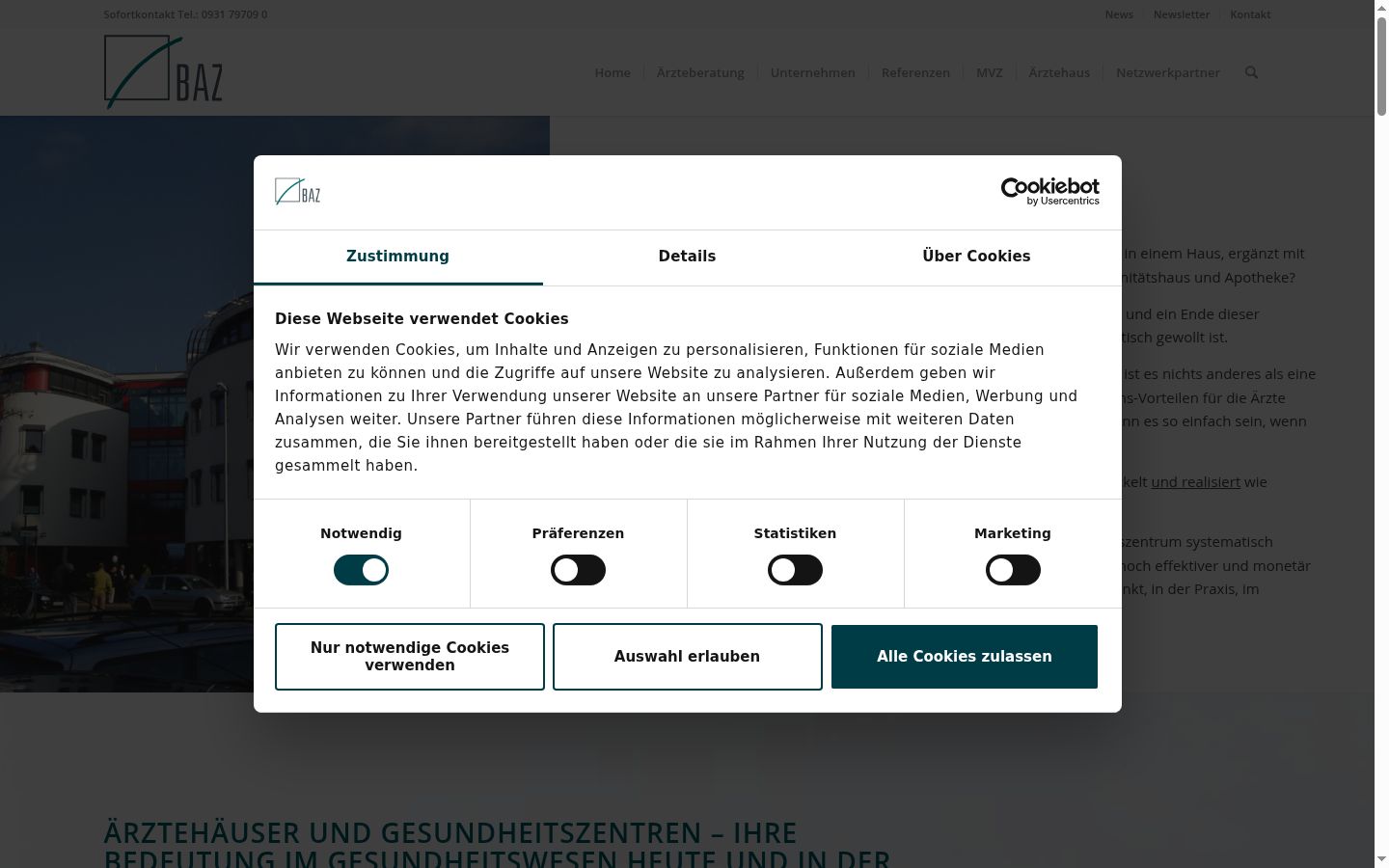 Screenshot of the consent banner shown before any interaction