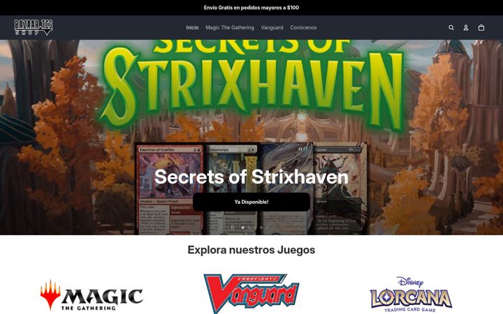 Screenshot of bazaartcg.cards