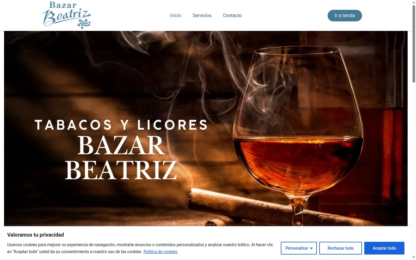 Captura de ecrã do banner de consentimento apresentado antes de qualquer interação