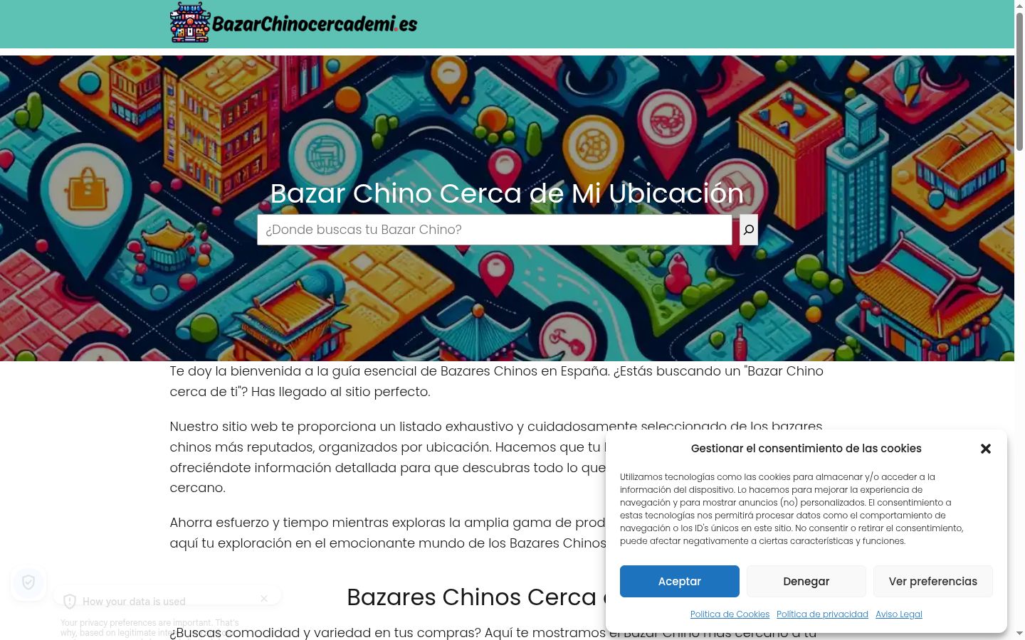 Capture d'écran de la bannière de consentement affichée avant toute interaction