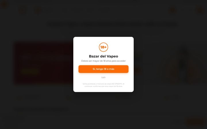 Screenshot van bazardelvapeo.com