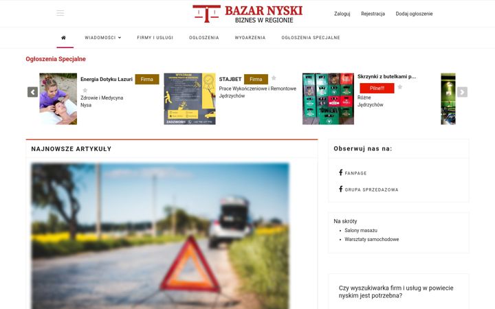 Screenshot stránky bazarnyski.pl