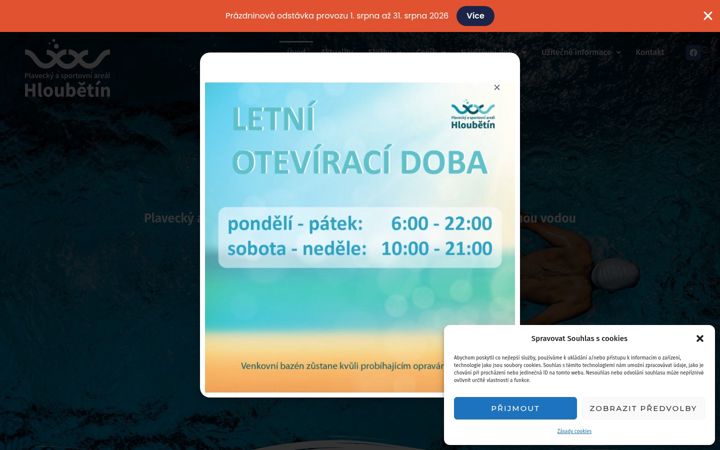 Snimka zaslona za bazenhloubetin.eu