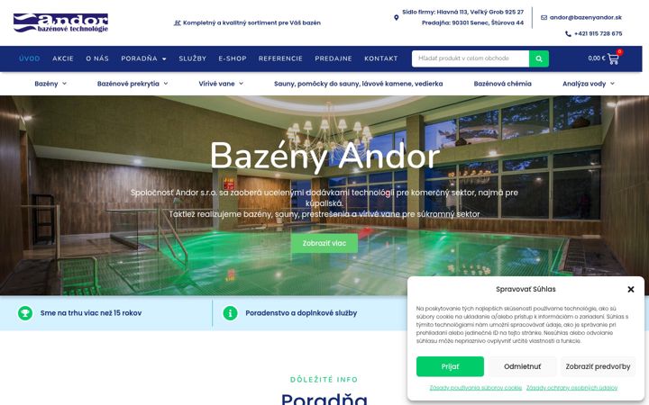 Snímek obrazovky bazenyandor.sk