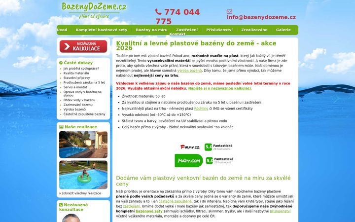 Skärmbild av bazenydozeme.cz