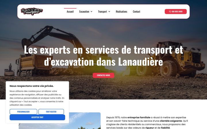 Screenshot of bazinettransport.ca