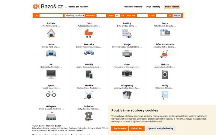 Kuvakaappaus sivustosta bazos.cz