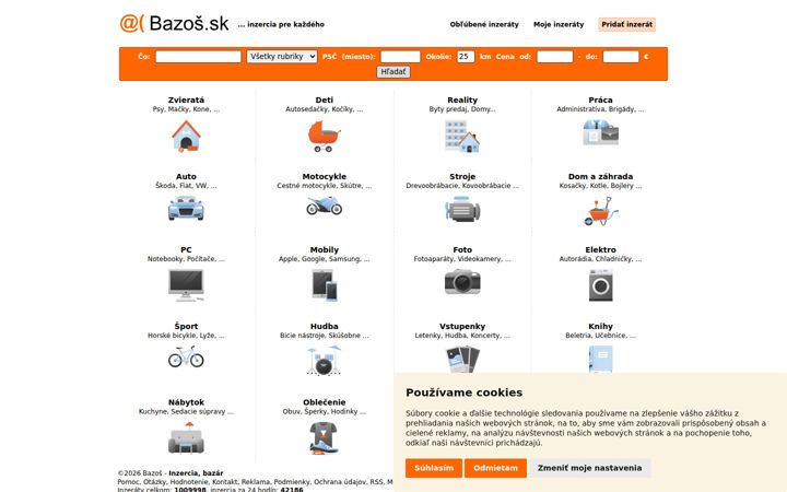 Snimka zaslona za bazos.sk