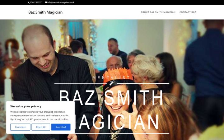 Screenshot of bazsmithmagician.co.uk