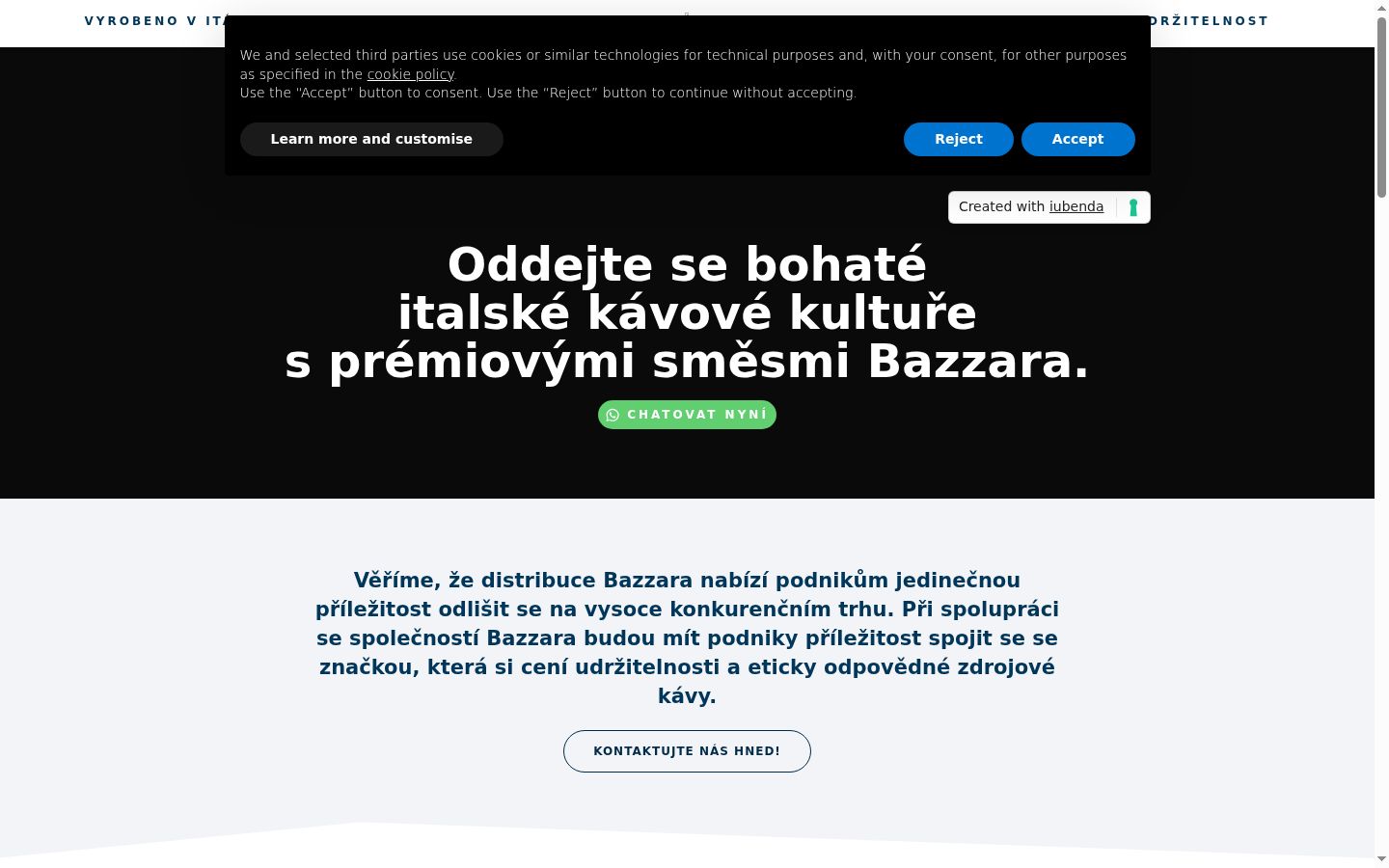 Screenshot del banner di consenso mostrato prima di qualsiasi interazione