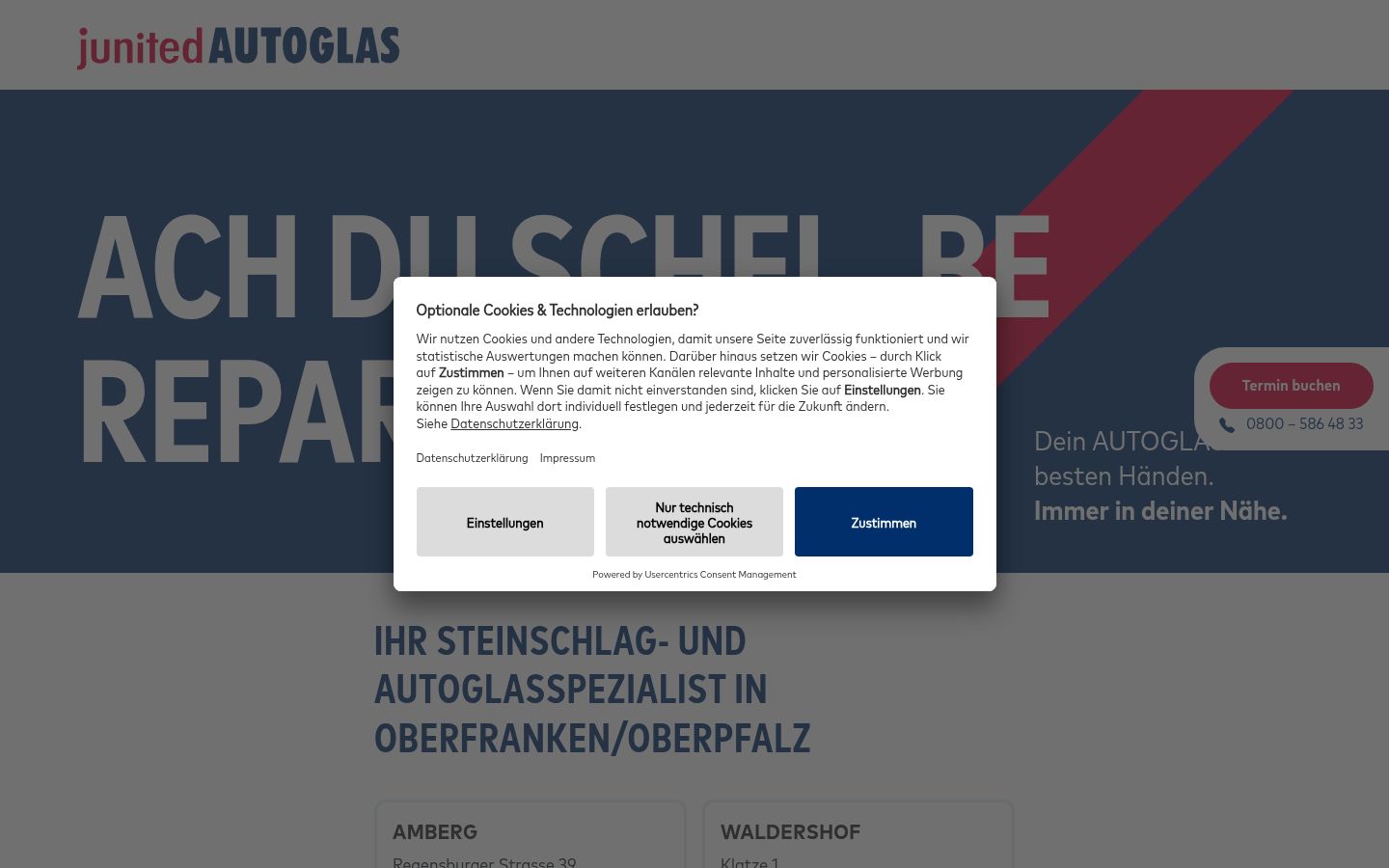 Képernyőkép a bármilyen interakció előtt megjelenő hozzájárulási bannerről