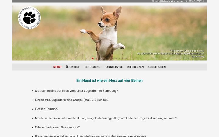 Screenshot van bb-hundebetreuung.de