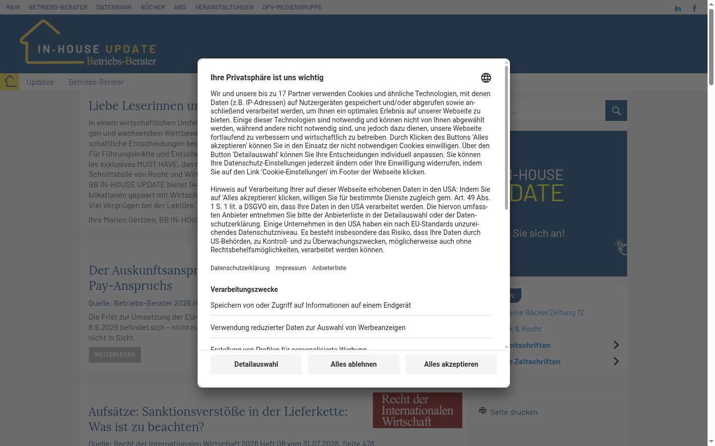 Screenshot of the consent banner shown before any interaction