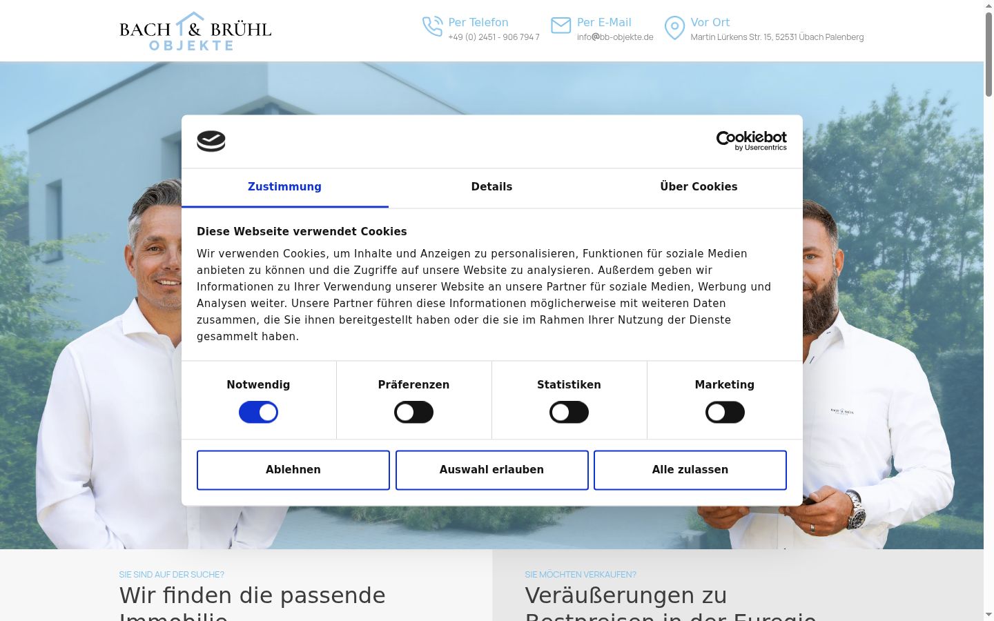 Screenshot del banner di consenso mostrato prima di qualsiasi interazione
