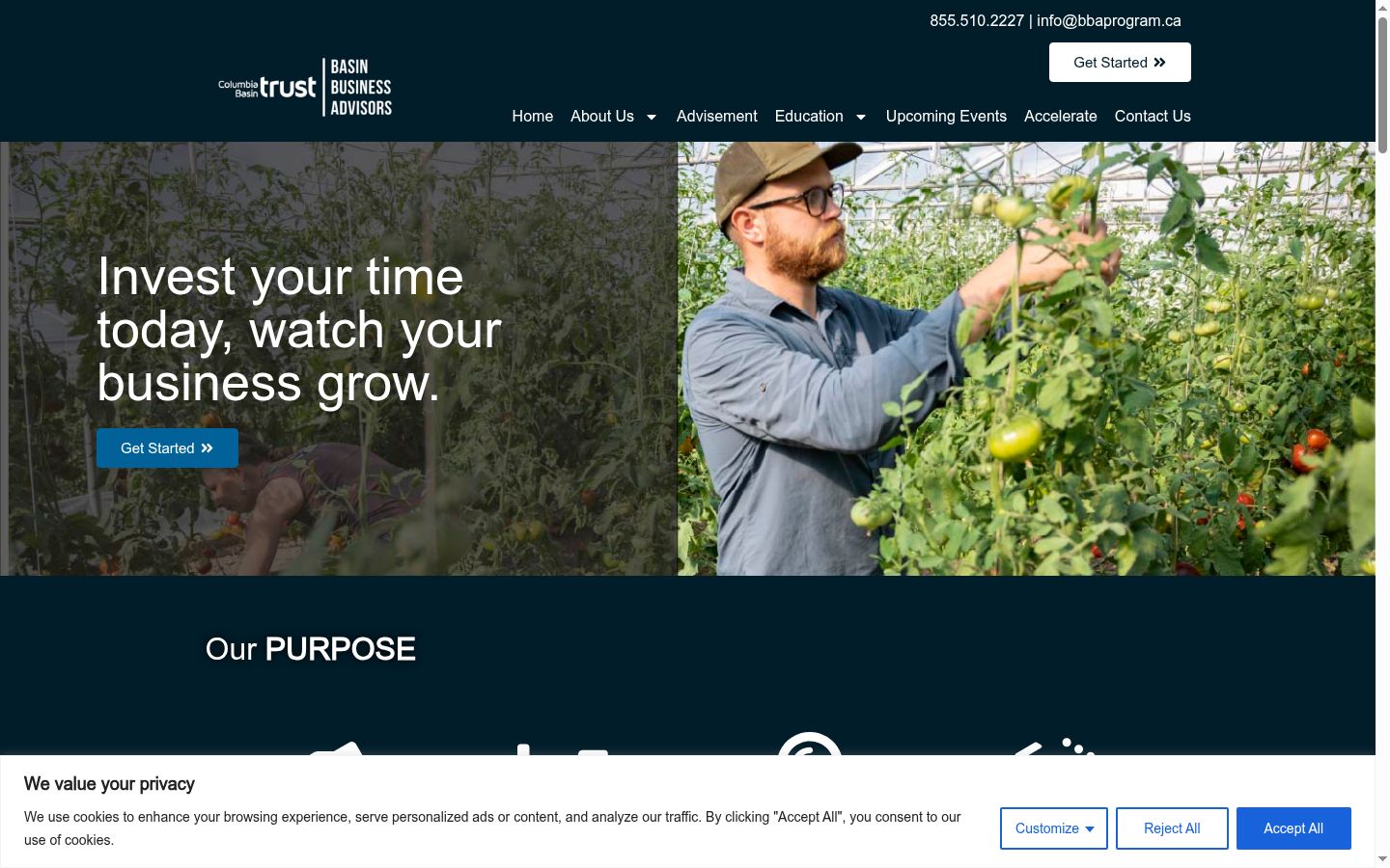 Screenshot of the consent banner shown before any interaction