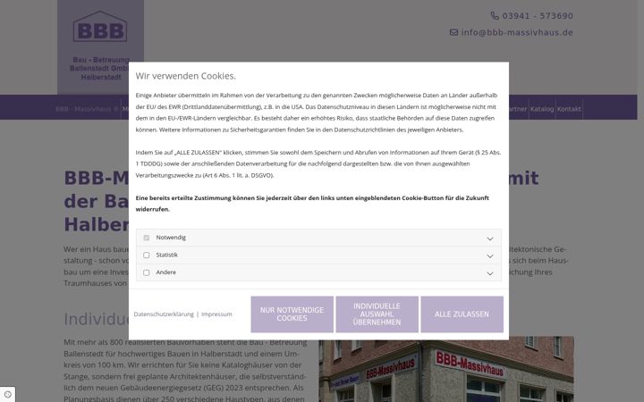 Screenshot of bbb-massivhaus.de