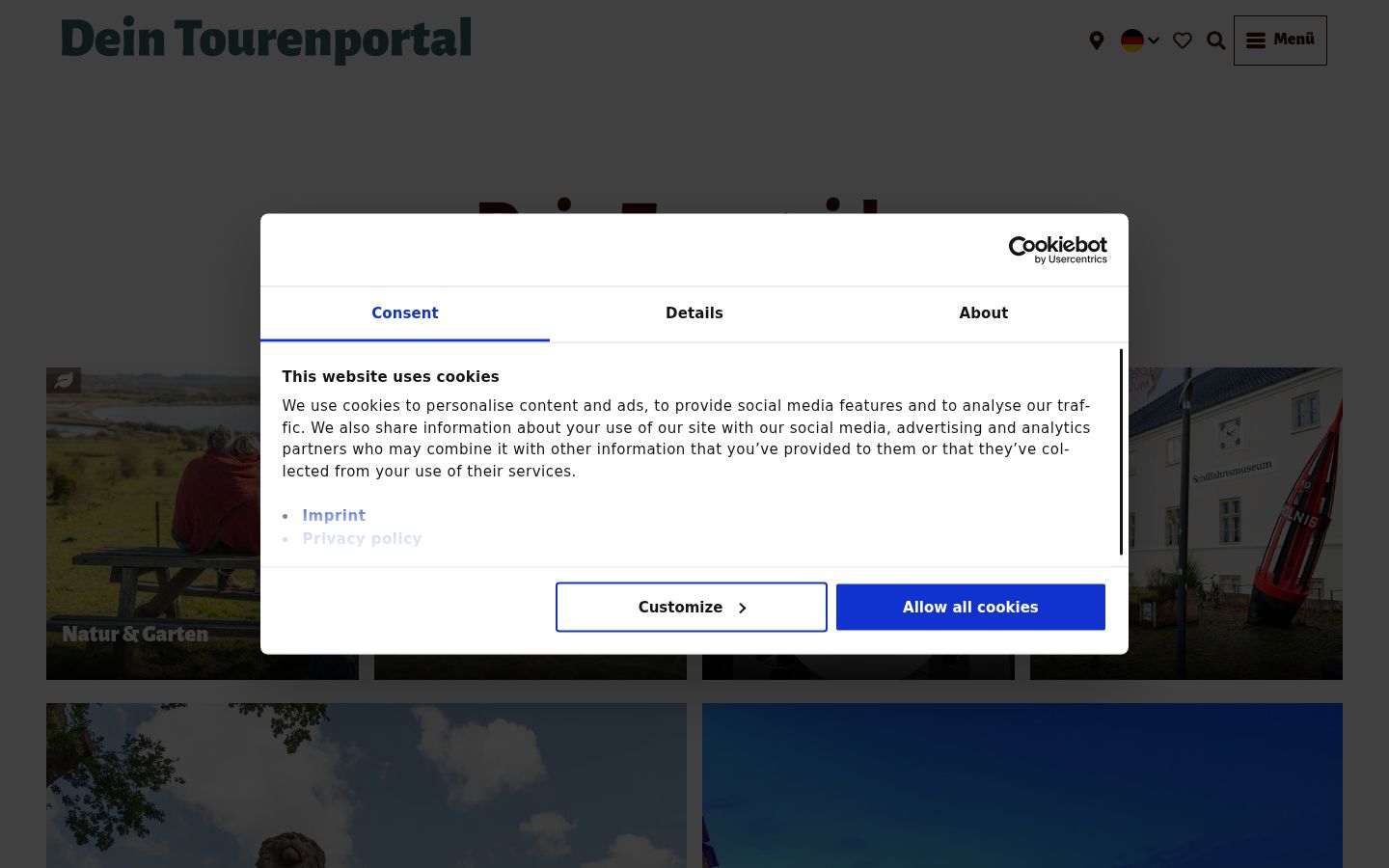 Screenshot van de toestemmingsbanner zoals getoond vóór enige interactie