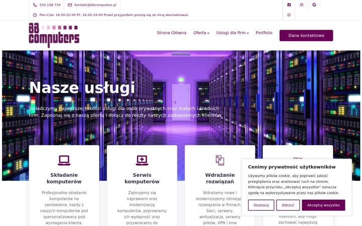 Screenshot stránky bbcomputers.pl