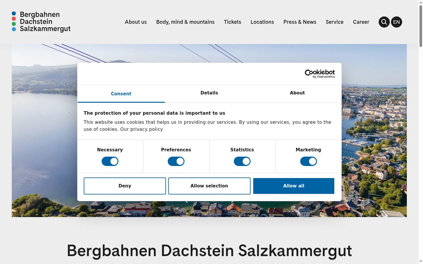 Screenshot of the consent banner shown before any interaction