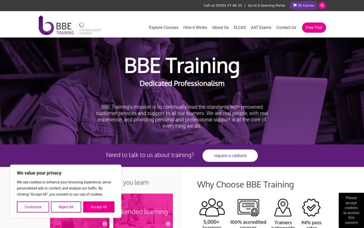 Screenshot of bbetraining.co.uk