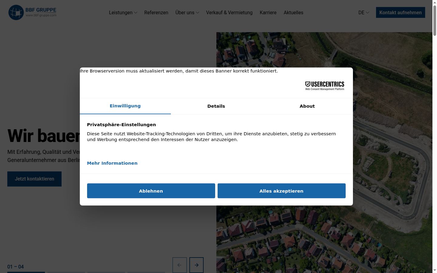 Snímek obrazovky baneru souhlasu zobrazeného před jakoukoli interakcí