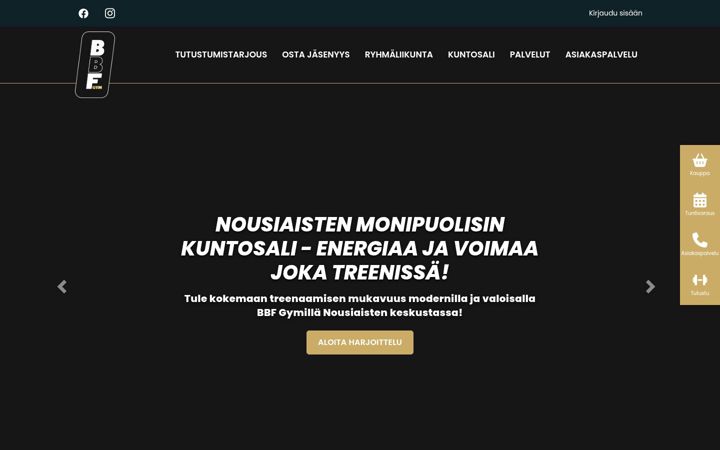 Captură de ecran a bbfgym.fi