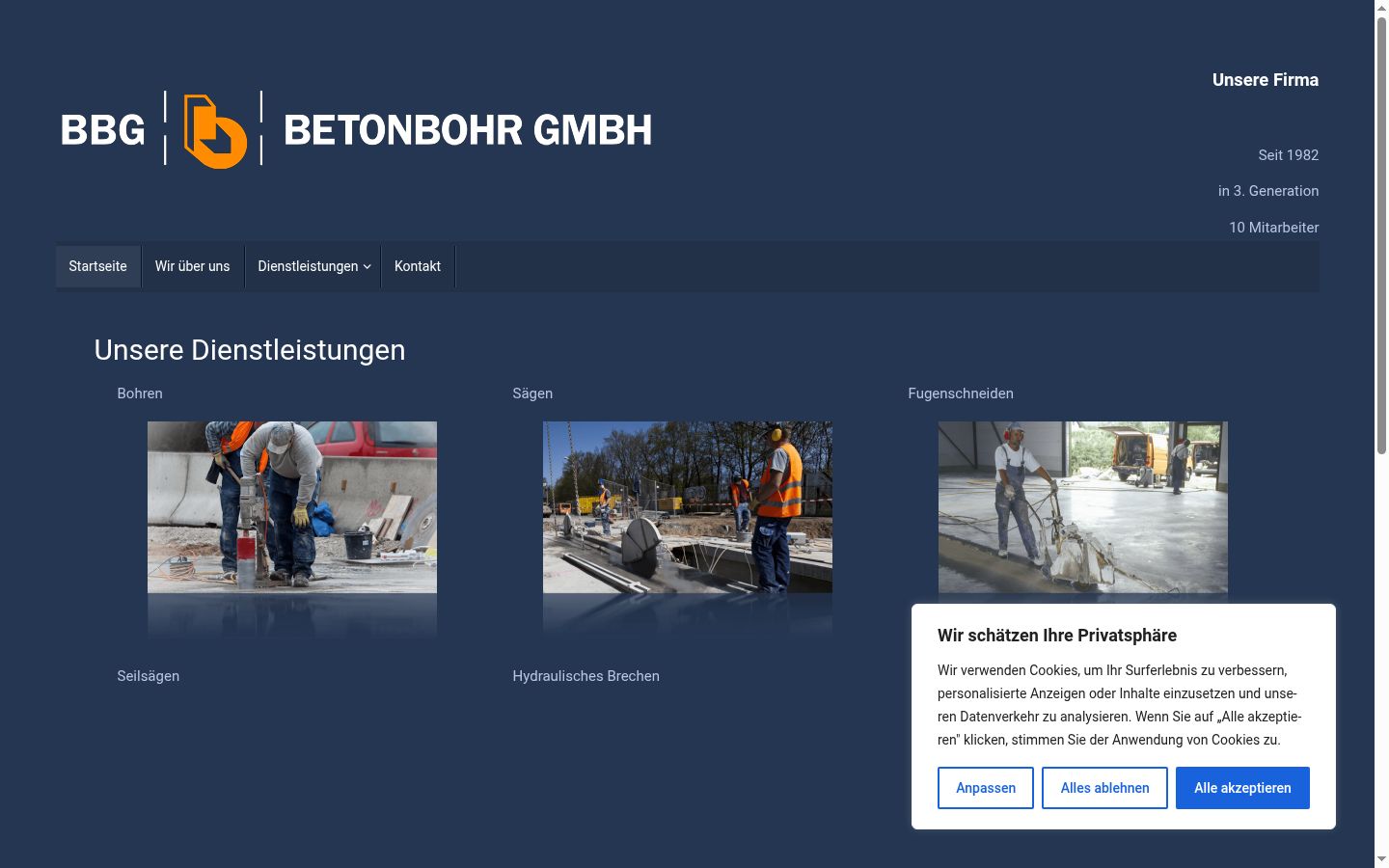 Screenshot des Einwilligungsbanners vor jeglicher Interaktion