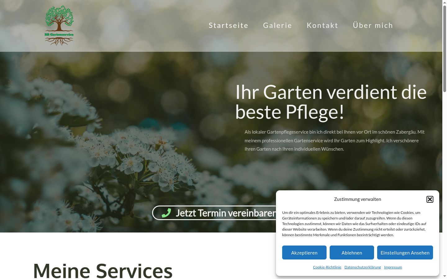 Screenshot des Einwilligungsbanners vor jeglicher Interaktion